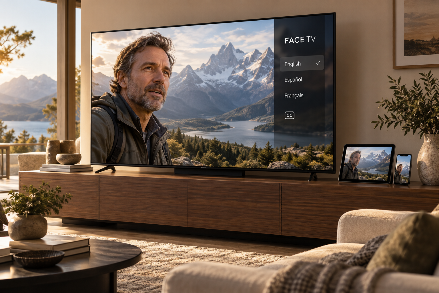 Television and personal devices for multilingual viewing